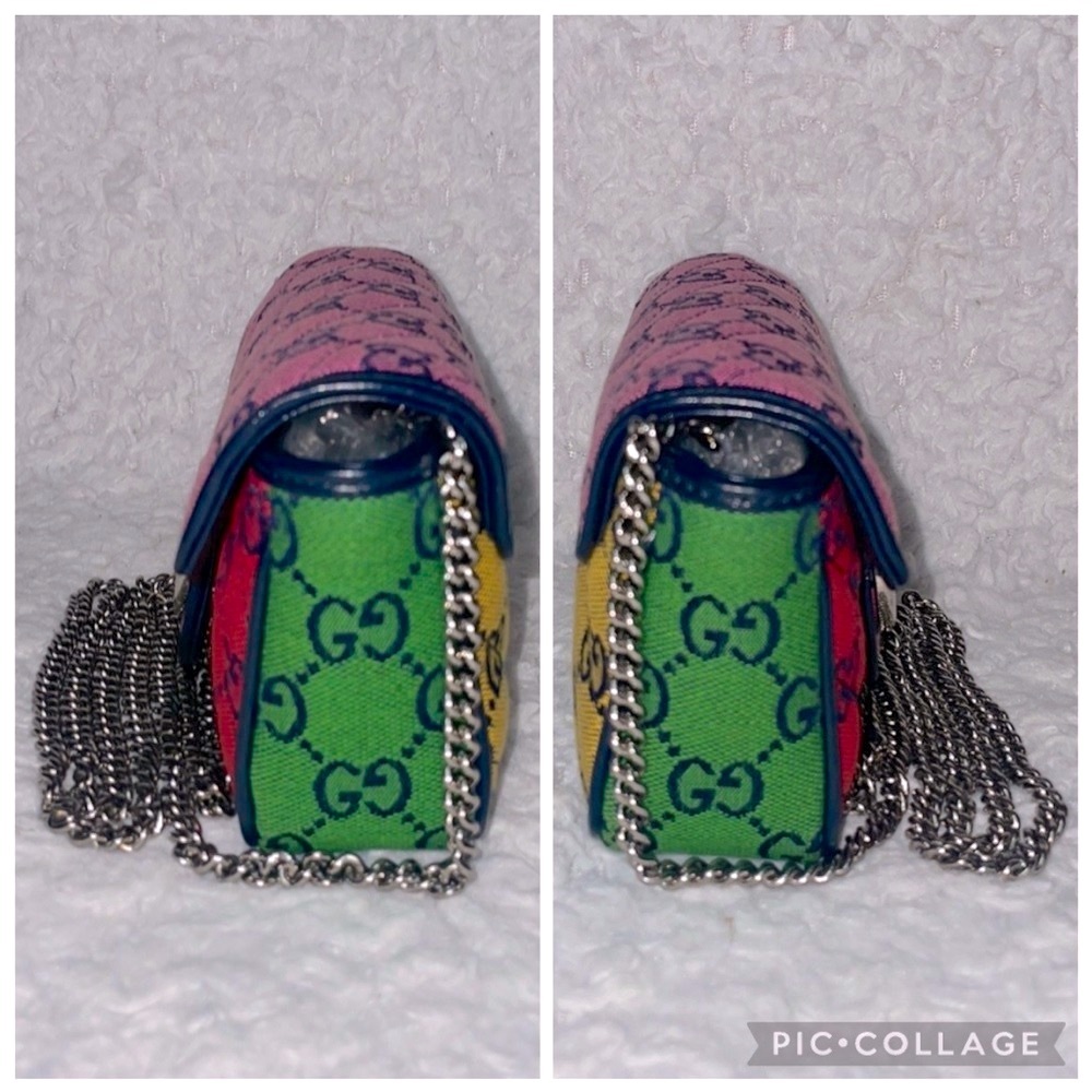 Gucci Guccissima GG Marmont Multicolor Colorblock Quilted Super Mini Bag 476433 - Picture 7 of 17